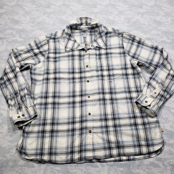 Carhartt Top Womens 2XL Blue Plaid Long Sleeve Button Up Workwear - Picture 1 of 9